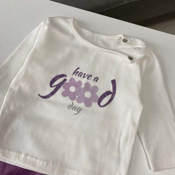 Костюм в рубчик &laquo;Good day&raquo; фіолетово-молочний 68 розмір 1785 фото