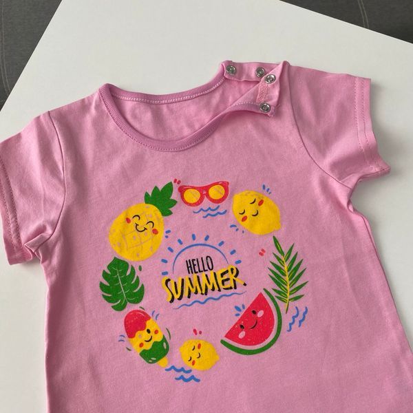 Футболка для дівчинки "Hello summer" рожева 86 розмір 1874 фото