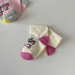 Носочки хлопковые для девочки "Котик" молочные 12-24 мес 1669 фото