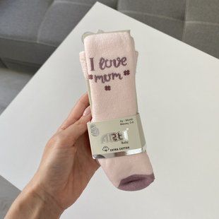 Махрові колготи для дівчинки &laquo;I love mum&raquo; рожеві 6-12 міс 1702 фото