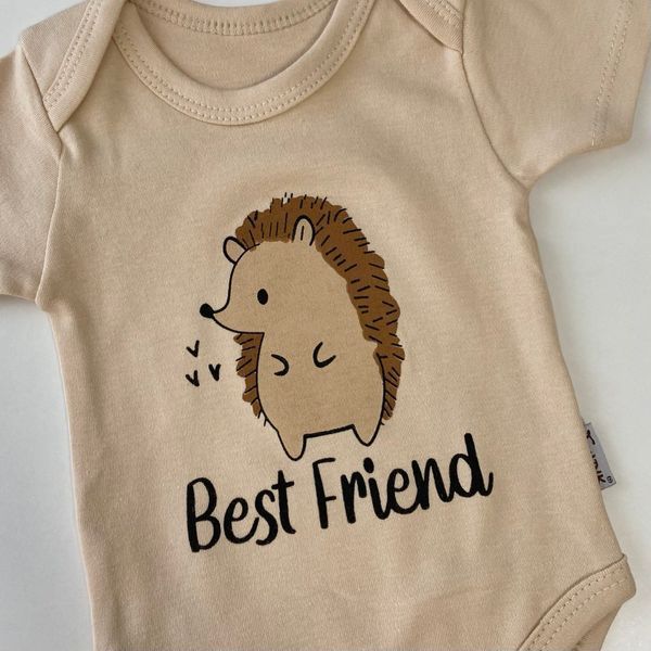 Бодік з інтерлоку "Best friend" бежевий 68 розмір 1821 фото