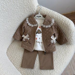 Костюм 3-ка для дівчинки "Ажур" коричневий 74 розмір 2045-КОР фото