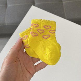 Носки хлопковые для девочки "❤️" желтые 6-12 мес 1669 фото