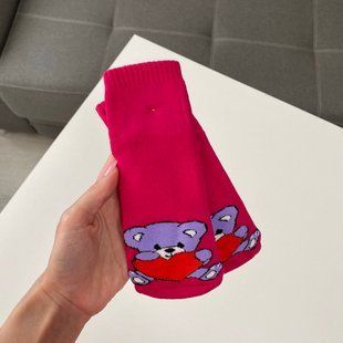 Махровые носочки "Мишка" малиновые 12-24 мес 1455 фото