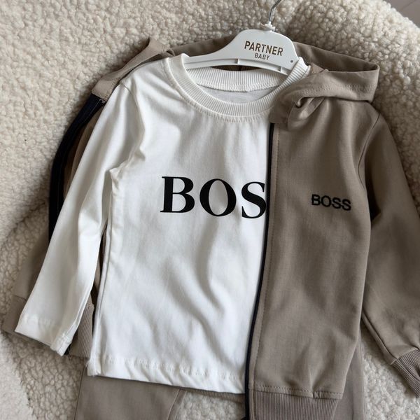 Костюм 3-ка для хлопчика "Boss" бежевий 92 розмір 2081-BOSS-БЕЖ фото