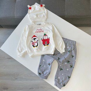 Новорічний костюм &laquo;Пінгвіни Merry Christmas&raquo; білий 80 розмір 1495 фото